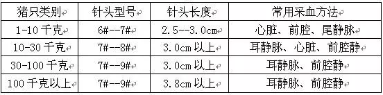 猪前腔静脉采血常用针头表